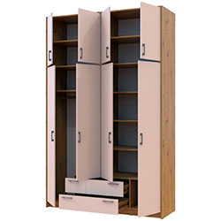 Фото Шафа для одягу Ронді з високою антресолею 4 ДСП Дуб Артизан + Кашемір