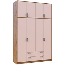 Фото Шафа для одягу Ронді з високою антресолею 4 ДСП Дуб Артизан + Кашемір