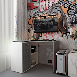 Фото Офісний стіл T8 Білий + Графіт