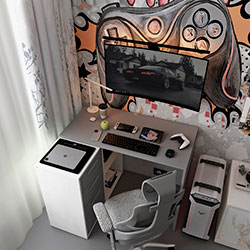 Фото Офісний стіл T8 Білий + Графіт