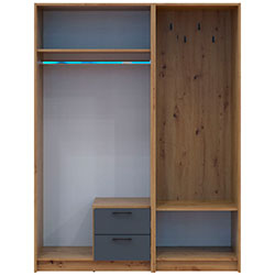 Фото Шафа для одягу Ронді з вішалкою та дзеркалом 2 ДСП Дуб Артизан + Графіт