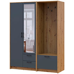 Фото Шафа для одягу Ронді з вішалкою та дзеркалом 2 ДСП Дуб Артизан + Графіт