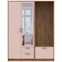 Шафа для одягу Ронді з вішалкою та дзеркалом 2 ДСП Дуб Артизан + Кашемір