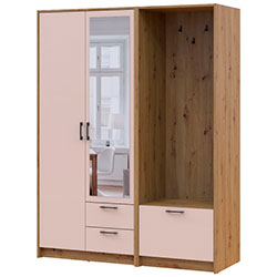 Фото Шафа для одягу Ронді з вішалкою та дзеркалом 2 ДСП Дуб Артизан + Кашемір