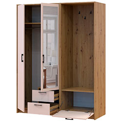Фото Шафа для одягу Ронді з вішалкою та дзеркалом 2 ДСП Дуб Артизан + Кашемір