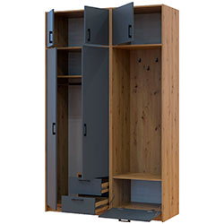 Фото Шафа для одягу Ронді з вішалкою та антресолею 2 ДСП Дуб Артизан + Графіт