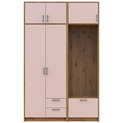 Шафа для одягу Ронді з вішалкою та антресолею 2 ДСП Дуб Артизан + Кашемір
