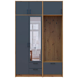 Фото Шафа для одягу Ронді з вішалкою, дзеркалом та антресолею 2 ДСП Дуб Артизан + Графіт