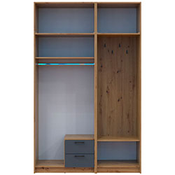 Фото Шафа для одягу Ронді з вішалкою, дзеркалом та антресолею 2 ДСП Дуб Артизан + Графіт