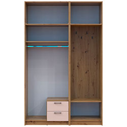 Фото Шафа для одягу Ронді з вішалкою, дзеркалом та антресолею 2 ДСП Дуб Артизан + Кашемір