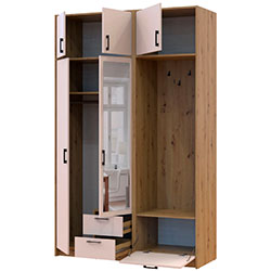 Фото Шафа для одягу Ронді з вішалкою, дзеркалом та антресолею 2 ДСП Дуб Артизан + Кашемір