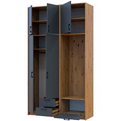 Фото Шафа для одягу Ронді з вішалкою та високою антресолею 2 ДСП Дуб Артизан + Графіт