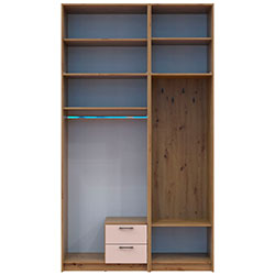 Фото Шафа для одягу Ронді з вішалкою та високою антресолею 2 ДСП Дуб Артизан + Кашемір