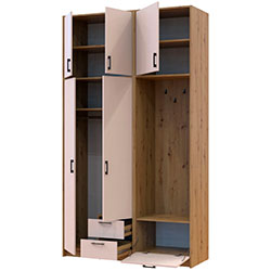 Фото Шафа для одягу Ронді з вішалкою та високою антресолею 2 ДСП Дуб Артизан + Кашемір