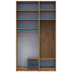 Фото Шафа для одягу Ронді з вішалкою, дзеркалом та високою антресолею 2 ДСП Дуб Артизан + Графіт