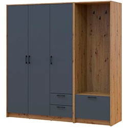 Фото Шафа для одягу Ронді з вішалкою 3 ДСП Дуб Артизан + Графіт