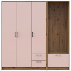 Шафа для одягу Ронді з вішалкою 3 ДСП Дуб Артизан + Кашемір