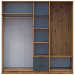 Фото Шафа для одягу Ронді з вішалкою та дзеркалом 3 ДСП Дуб Артизан + Графіт