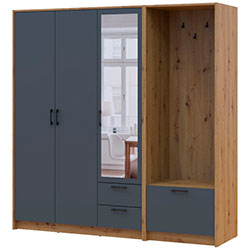 Фото Шафа для одягу Ронді з вішалкою та дзеркалом 3 ДСП Дуб Артизан + Графіт