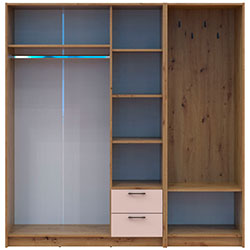 Фото Шафа для одягу Ронді з вішалкою та дзеркалом 3 ДСП Дуб Артизан + Кашемір