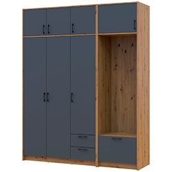 Фото Шафа для одягу Ронді з вішалкою та антресолею 3 ДСП Дуб Артизан + Графіт