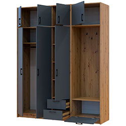 Фото Шафа для одягу Ронді з вішалкою та антресолею 3 ДСП Дуб Артизан + Графіт