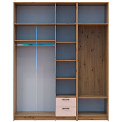 Фото Шафа для одягу Ронді з вішалкою та антресолею 3 ДСП Дуб Артизан + Кашемір