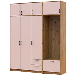 Фото Шафа для одягу Ронді з вішалкою та антресолею 3 ДСП Дуб Артизан + Кашемір