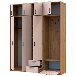 Фото Шафа для одягу Ронді з вішалкою та антресолею 3 ДСП Дуб Артизан + Кашемір