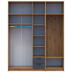 Фото Шафа для одягу Ронді з вішалкою, дзеркалом та антресолею 3 ДСП Дуб Артизан + Графіт