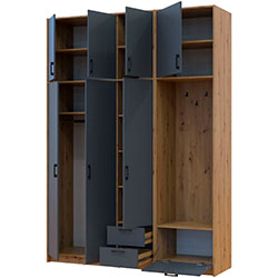 Фото Шафа для одягу Ронді з вішалкою та високою антресолею 3 ДСП Дуб Артизан + Графіт