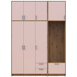 Шафа для одягу Ронді з вішалкою та високою антресолею 3 ДСП Дуб Артизан + Кашемір