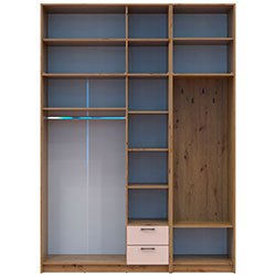 Фото Шафа для одягу Ронді з вішалкою та високою антресолею 3 ДСП Дуб Артизан + Кашемір