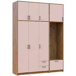 Фото Шафа для одягу Ронді з вішалкою та високою антресолею 3 ДСП Дуб Артизан + Кашемір