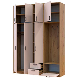 Фото Шафа для одягу Ронді з вішалкою та високою антресолею 3 ДСП Дуб Артизан + Кашемір