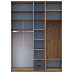 Фото Шафа для одягу Ронді з вішалкою, дзеркалом та високою антресолею 3 ДСП Дуб Артизан + Графіт