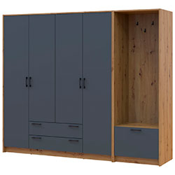 Фото Шафа для одягу Ронді з вішалкою 4 ДСП Дуб Артизан + Графіт