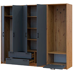 Фото Шафа для одягу Ронді з вішалкою 4 ДСП Дуб Артизан + Графіт