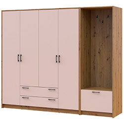 Фото Шафа для одягу Ронді з вішалкою 4 ДСП Дуб Артизан + Кашемір