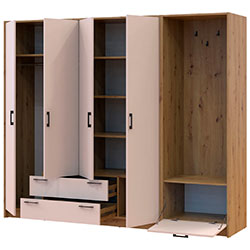 Фото Шафа для одягу Ронді з вішалкою 4 ДСП Дуб Артизан + Кашемір