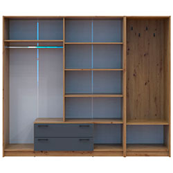 Фото Шафа для одягу Ронді з вішалкою та дзеркалом 4 ДСП Дуб Артизан + Графіт