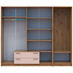 Фото Шафа для одягу Ронді з вішалкою та дзеркалом 4 ДСП Дуб Артизан + Кашемір