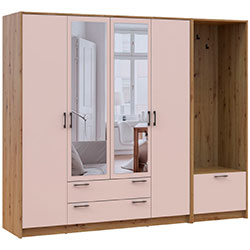 Фото Шафа для одягу Ронді з вішалкою та дзеркалом 4 ДСП Дуб Артизан + Кашемір