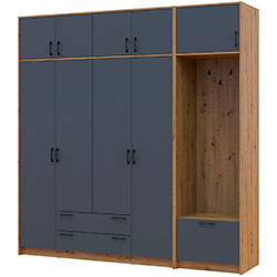 Фото Шафа для одягу Ронді з вішалкою та антресолею 4 ДСП Дуб Артизан + Графіт