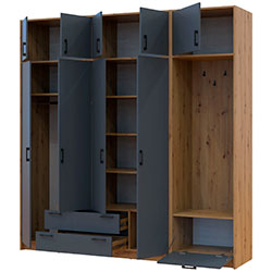 Фото Шафа для одягу Ронді з вішалкою та антресолею 4 ДСП Дуб Артизан + Графіт