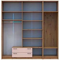 Фото Шафа для одягу Ронді з вішалкою та антресолею 4 ДСП Дуб Артизан + Кашемір