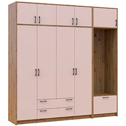 Фото Шафа для одягу Ронді з вішалкою та антресолею 4 ДСП Дуб Артизан + Кашемір