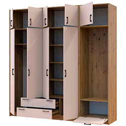 Фото Шафа для одягу Ронді з вішалкою та антресолею 4 ДСП Дуб Артизан + Кашемір