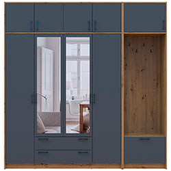 Шафа для одягу Ронді з вішалкою, дзеркалом та антресолею 4 ДСП Дуб Артизан + Графіт