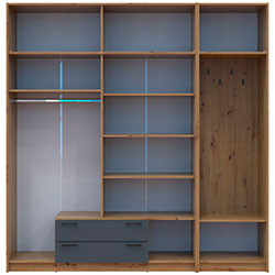 Фото Шафа для одягу Ронді з вішалкою, дзеркалом та антресолею 4 ДСП Дуб Артизан + Графіт